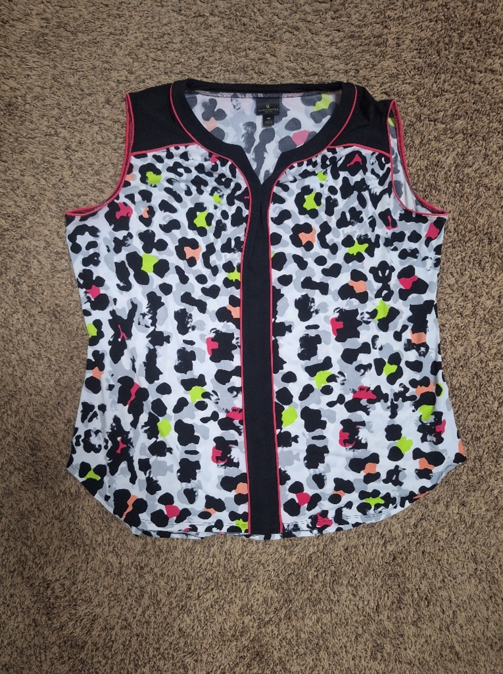 Worthington Black Tank with Neon Pink and Lime Spot Accents